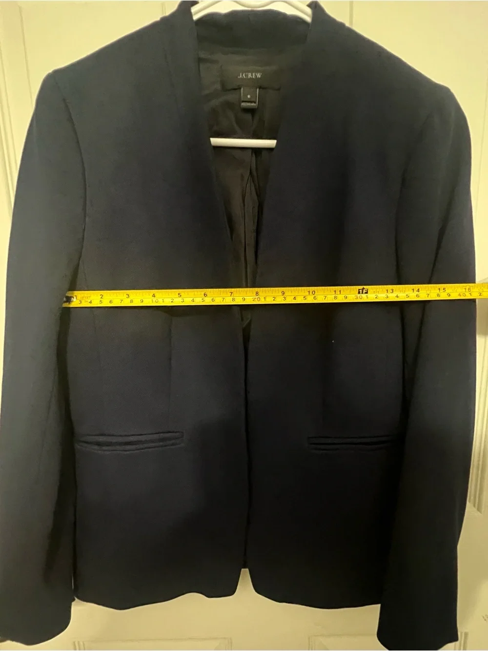 J.Crew Going-Out Blazer Navy Collarless Open Front Size 6